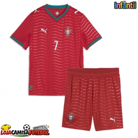Camisa de Futebol Portugal Cristiano Ronaldo #7 Equipamento Principal Infantil Mundo 2026 Manga Curta (+ Calças curtas)